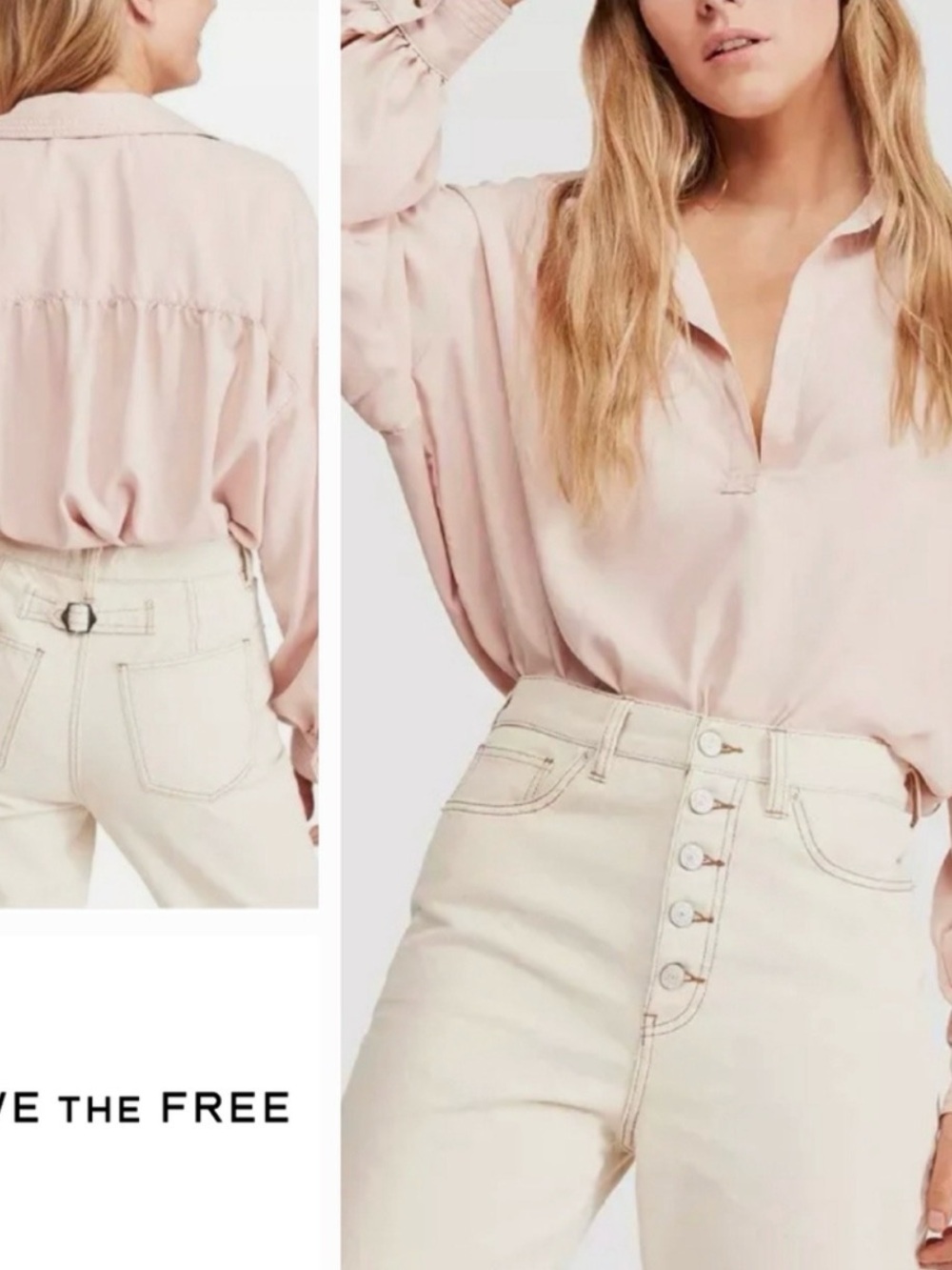 Free People Pale Pink Lightweight V-Neck Blouse
